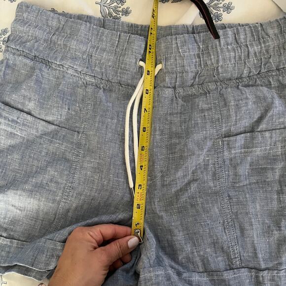 Athleta Cabo Linen Pull On Drawstring Shorts Chambray Women 10 - Picture 6 of 7